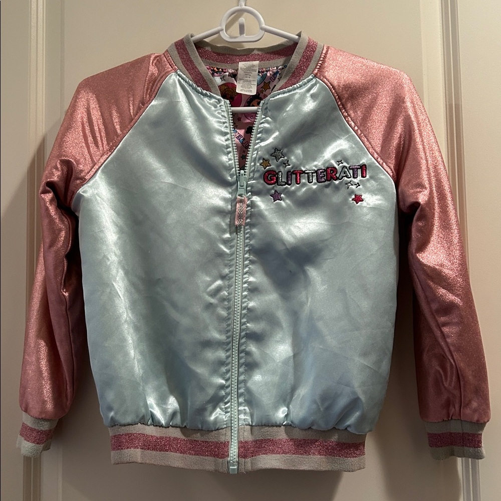 LOL Surprise GLITTERATI Reversible ZipUp shimmer BOMBER JACKET embroidered M 7-8